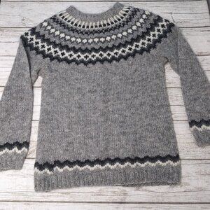 Gray Patterned Women's Crew Neck Sweater